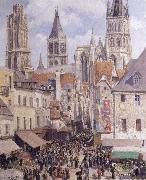 Camille Pissarro Rue de L-Epicerie,Rouen oil on canvas
